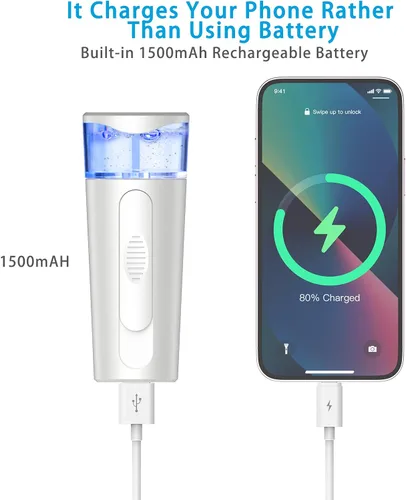 Miniatura 4 de withthesun Nano Rostro facial portátil, vaporizador facial, rociador de niebla fría recargable por USB, tanque de agua visual de 1.5 fl oz, Nano