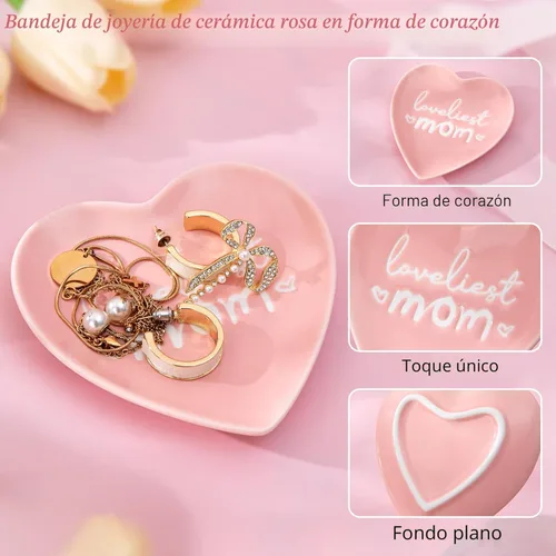 Miniatura 4 de Regalos para mamá de hija hijo, regalos de cumpleaños para mamás – Taza de café para el día de la madre – Juego de regalo de plato de joyería