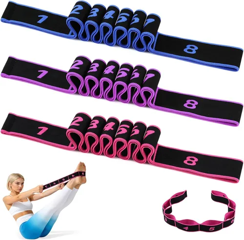 3 unidades de bandas de resistencia de fitness para estiramiento y yoga, bandas de resistencia de fitness con asas, ejercicio de tirador de moda,