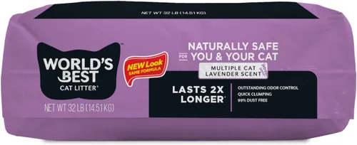 Miniatura 9 de WORLD'S BEST CAT LITTER Múltiples gatos perfumados con aroma a lavanda, 32 libras, ingredientes naturales, aglutinación rápida, lavable, 99% libre