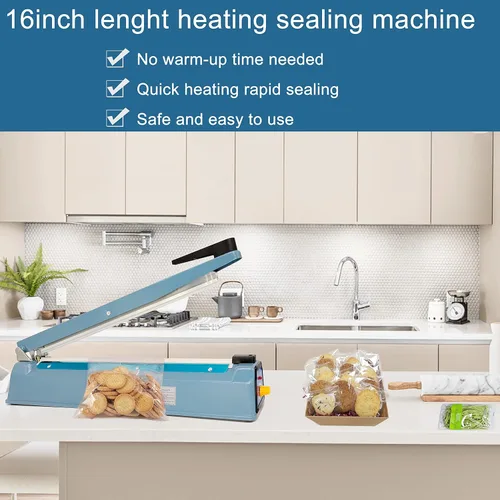 Miniatura 8 de Sellador térmico Impulse de 16 pulgadas para bolsas Mylar, máquina selladora de calor para bolsas de plástico/polietileno/galletas, sellador manual