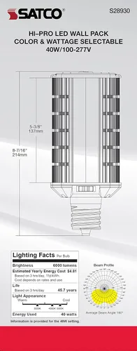 Miniatura 9 de Satco 40W/LED/WP/CCT/EX39/100-277V Blanco
