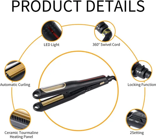 Miniatura 3 de Hann Plancha para prensar cabello automático, rizador de peinado esponjoso voluminizador, rizador de corrugado, antiestático, temperatura ajustable