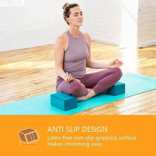Miniatura 4 de Sol Living Bloques de yoga, paquete de 2 cojines de yoga de espuma EVA de alta densidad, para estirar, pilates, meditación, equipo de ejercicio