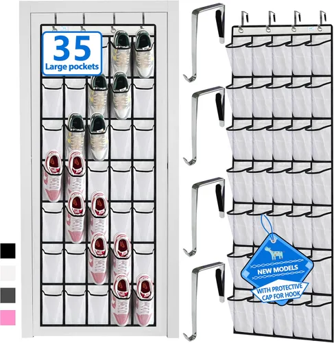 Miniatura 8 de Organizador de zapatos sobre la puerta, 2025 mejorado, organizador de zapatos, 35 bolsillos enormes, organizador de zapatos sobre la puerta