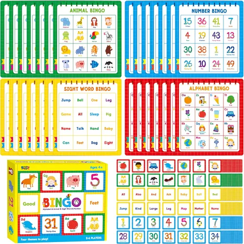 Miniatura 22 de SpriteGru Juego de bingo de palabras a la vista, 120 palabras de vista para aprender a leer nivel 1 y nivel 2 Juego de mesa de bingo Listas