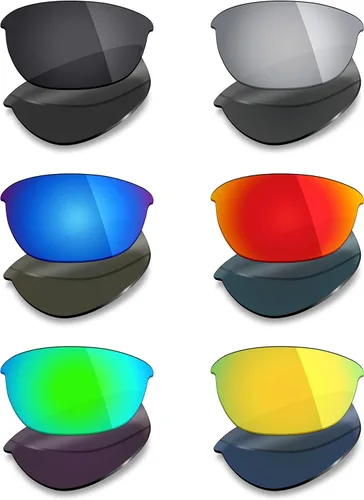 Mryok 6 pares de lentes de repuesto polarizadas para gafas de sol Oakley Half Jacket 2.0 – negro sigiloso, rojo fuego, azul hielo, titanio plateado,