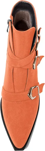 Miniatura 3 de AMBELIGHT Botas altas de tacón bajo grueso con cremallera y puntera puntiaguda para mujer, 2.5 pulgadas