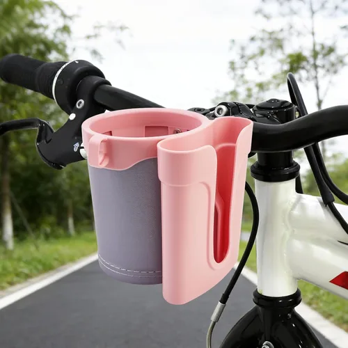 Miniatura 8 de Portavasos para bicicleta 3 en 1 con gancho para llaves de teléfono celular, soporte universal para botella de agua para caminante/silla de rosa gris