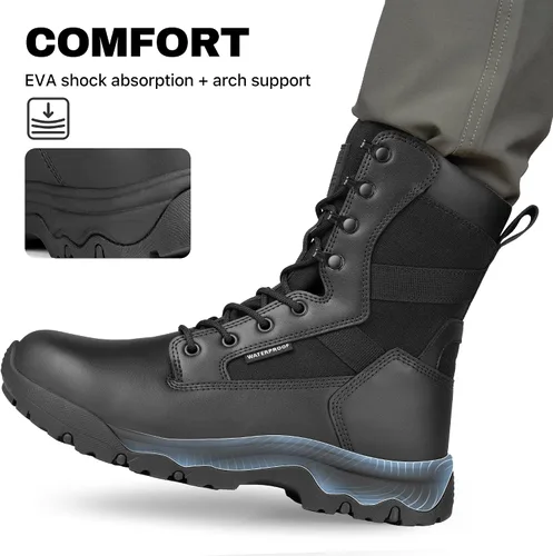 Miniatura 3 de FREE SOLDIER Men's Work Tactical Boots 8 Inches Side Zipper Lightweight Combat Boots Durable Suede Leather Military Boot Desert Boot