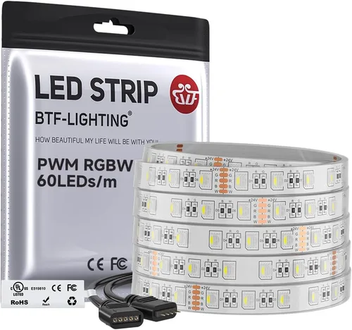 Miniatura 31 de BTF-LIGHTING Tira de luz LED IP68 impermeable para exterior RGBW 5050SMD RGB+Blanco cálido (3000K-3500K) 4 colores en 1 CC12V 16.4 pies 5m 60LED/m