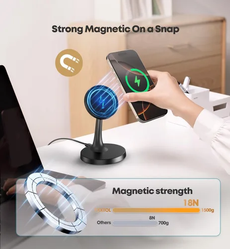Miniatura 4 de Paquete de 2 Cargadores Inalámbricos Magnéticos para iPhone, Soporte de Cargador Rápido Mag-Safe de 15W para iPhone 17/17 Air/17 Pro/17 Pro Max