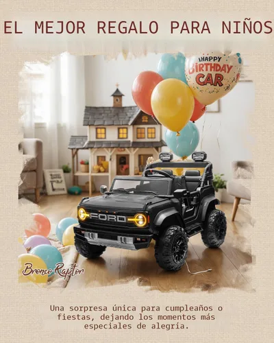 Miniatura 4 de First Ride On - Ford Bronco Raptor - Vehículo infantil eléctrico para niños grandes de 2 puestos, con licencia y control remoto, de 24 V, velocidad