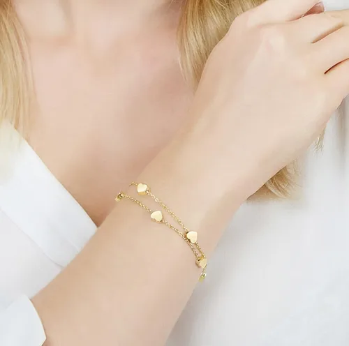 Miniatura 4 de Pera Jewelry Pulseras de corazón, chapadas en oro de 14 quilates y chapadas en plata, pulseras de corazón con cadena en capas para mujer con caja