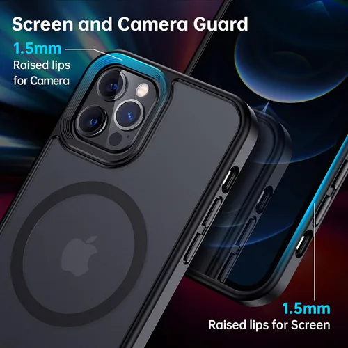 Miniatura 6 de Meifigno- Funda magnética diseñada para el iPhone 12 Pro Max, [protección de grado militar y compatible con MagSafe], parte trasera mate translúcida