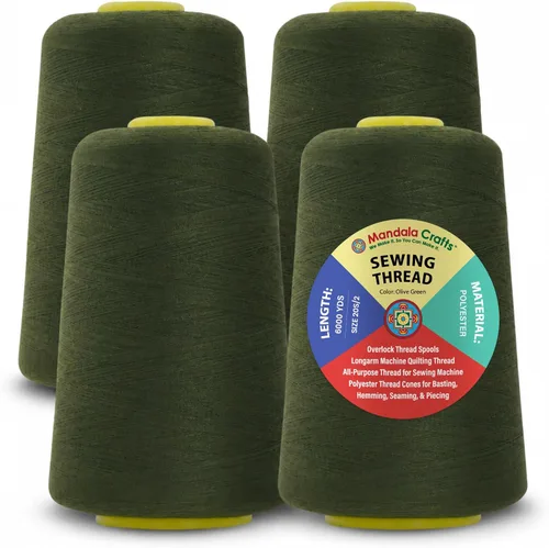 Miniatura 69 de Mandala Crafts 4 Pack of Serger Threads Cones Spools - 20S/2 24000 Yards Polyester Baby Blue Threads for Sergers Machine and Overlock Quilting