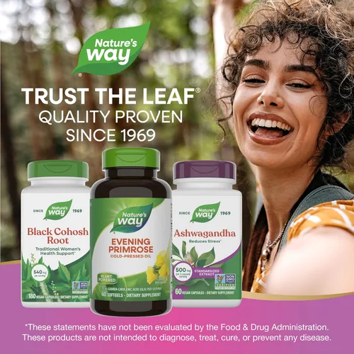 Miniatura 7 de Nature's Way Aceite de onagra, fuerza máxima, prensado en frío, sin refinar, 1300 mg con 120 mg de GLA por porción, 60 cápsulas blandas