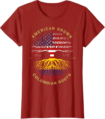 Miniatura 45 de Camiseta de regalo con la bandera de Estados Unidos con árbol de raíces colombianas