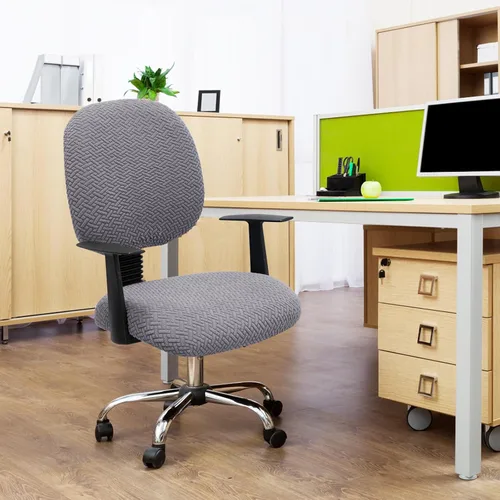 Miniatura 9 de MIFXIN Funda elástica para silla de computadora, 2 piezas, de tela jacquard, elástica, para silla de computadora, protector de muebles para oficina