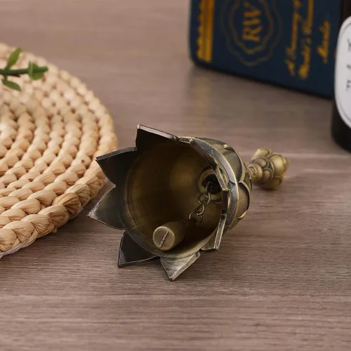 Miniatura 6 de Campana de Mano de Latón Super Sónica para Tocar en Bodas, Campanas de Mano de Loto para Personas Mayores en Cama, Campana de Clase para Profesores