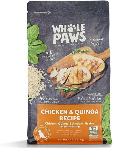 Whole Paws by Whole Foods Market, comida para perros adultos, receta de pollo y quinua, 4 libras