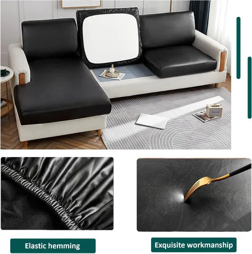 Miniatura 4 de Fundas de cojín impermeables para sofá, funda de cojín elástica de piel sintética para sofá en forma de L, protector de muebles para sala de estar