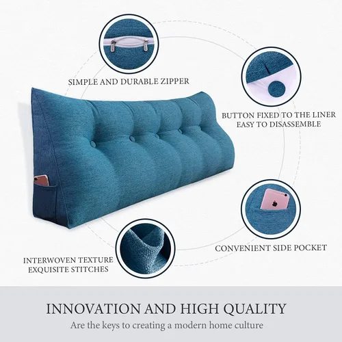 Miniatura 3 de Funda de almohada para cabecero, funda de almohada grande de cuña para cama, triangular, almohada de lectura, soporte de espalda, funda de almohada