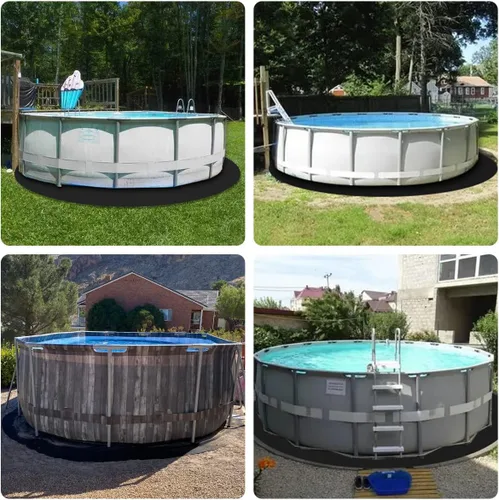 Miniatura 6 de Almohadilla redonda de revestimiento de piscina de 15 pies, almohadillas precortadas para piscina sobre el suelo, prolonga la vida útil