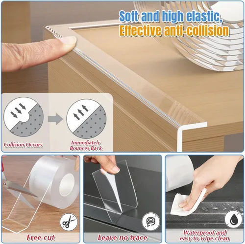 Miniatura 4 de Protector de bordes a prueba de bebés, protectores de esquina transparentes y suaves de 16.4 pies, protectores de esquinas para niños, parachoques