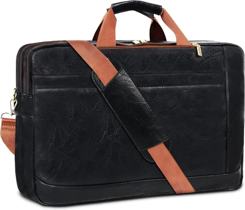 Miniatura 14 de Bolso de Mensajero de Cuero Sintético para Hombre Bolsa de Laptop de 17-17.3 Pulgadas para Hombre Bolsa de Cuero de Oficina Convertible Mochila 3