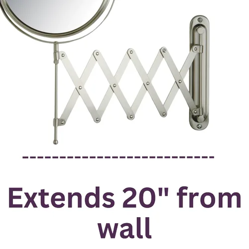 Miniatura 4 de JERDON Espejo de maquillaje de pared de dos caras, espejo de maquillaje con aumento 7X y brazo extensible, espejo de 8 pulgadas de diámetro