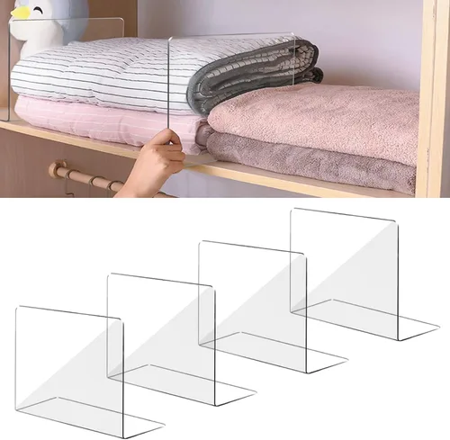 Miniatura 15 de OKPOW - Divisores de estante para organizador de armario: 30 cm de alto, separadores verticales de plástico ajustable transparente de acrílico