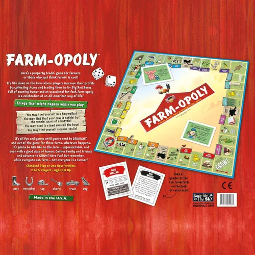 Miniatura 5 de Late for the Sky Juego de mesa Farm-Opoly: diversión de comercio de propiedades familiares, tema de granja, 2 a 6 jugadores, a partir de 8 años