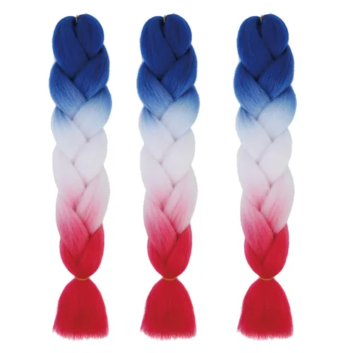 Miniatura 31 de Xiaofeng Extensiones de cabello trenzado para mujer, 3 paquetes de 100g/paquete, 24 pulgadas, alta temperatura, degradado, pelo sintético jumbo