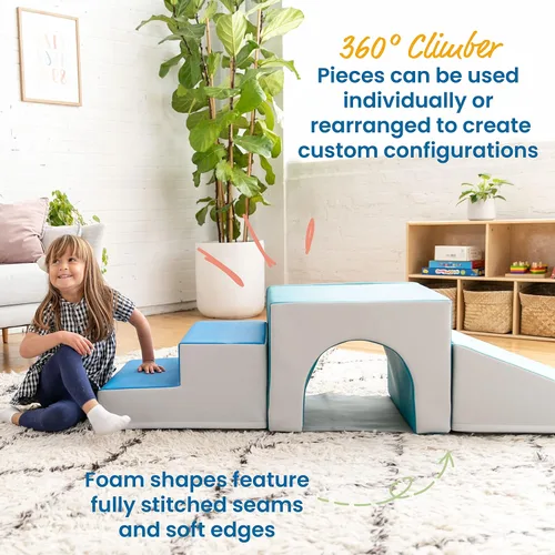 Miniatura 4 de ECR4Kids SoftZone Lincoln - Escalador de túneles para niños, contemporáneo, 9 piezas