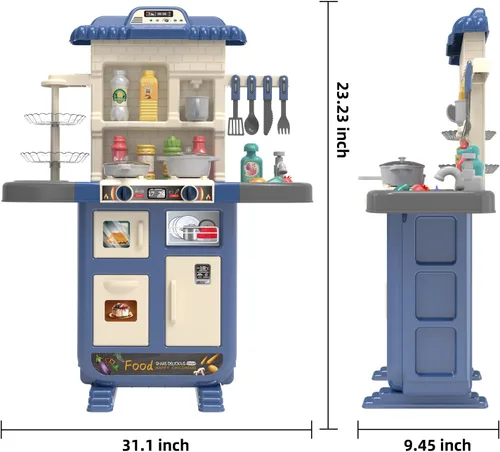 Miniatura 7 de Doloowee Juego de cocina para niños, juguete de cocina para niños pequeños de 3 a 5 años con más de 40 accesorios, juego de cocina de juguete