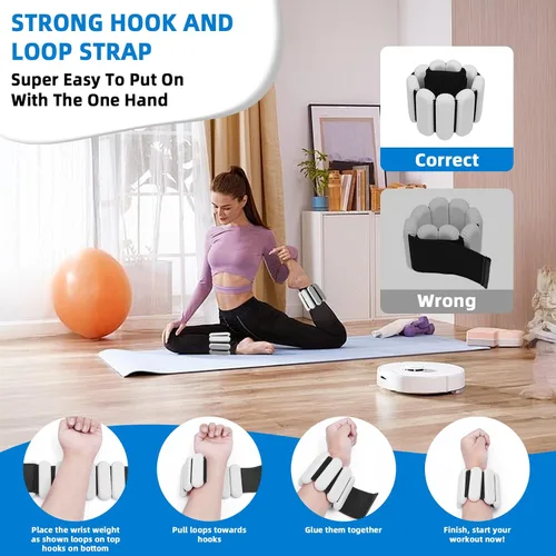 Miniatura 8 de Pesas de tobillo para mujeres y hombres, pulsera de entrenamiento con peso ajustable para muñeca para entrenamiento en casa, entrenamiento de Gris