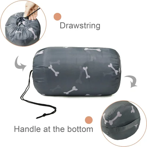 Miniatura 6 de Saco de Dormir para Perro Impermeable Cálido Empacable Colchoneta de Cama para Perro con Bolsa de Almacenamiento para Interiores y Exteriores