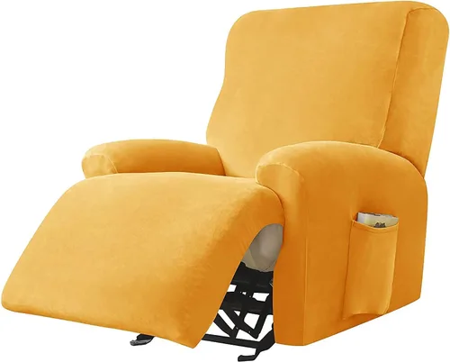 Miniatura 8 de Fundas de terciopelo para sillas reclinables, fundas suaves para sillas reclinables, fundas lavables para sofá reclinable con bolsillo lateral