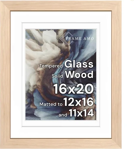 Miniatura 71 de Frame Amo Marco de póster de madera maciza de 13 x 19 pulgadas, color natural, tapete blanco para imagen de 11 x 17 pulgadas, parte frontal