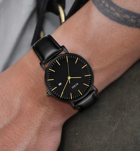 Miniatura 4 de BUREI - Reloj de pulsera analógico para hombre con fecha, extensible de malla de acero inoxidable