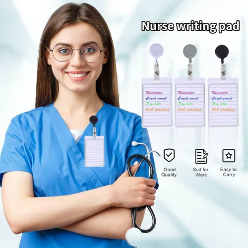Miniatura 6 de Bloc de notas borrable de 3 x 5 pulgadas con carrete retráctil o clip, bloc de notas de borrado en seco, bloc de notas borrable de bolsillo