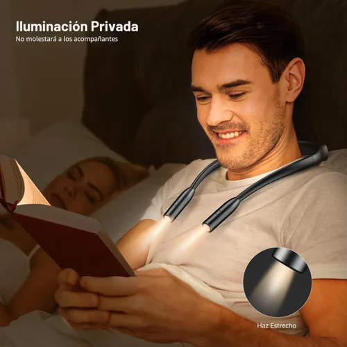 Miniatura 6 de Gritin - Luz de Lectura para el Cuello LED, Luz de Libro para Leer en la Cama - Cuidado de los Ojos, 3 Colores, Brillo Ajustable, Brazos Flexibles