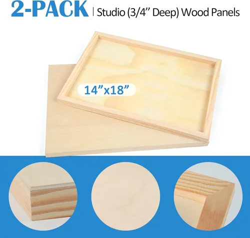 Miniatura 5 de Kit de Paneles de Lienzo de Madera de Abedul Sin Terminar, Falling in Art Paquete de 2 de 14x18'' Tablas de Cuna de Estudio de 3/4'' de Profundidad