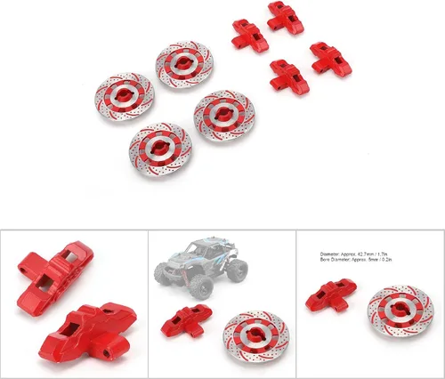 Miniatura 4 de Disco de freno RC, rotor de disco de freno de rueda, cubo de unidad de disco anti freno apto para Unlimited Desert Racer UDR 1/7 RC Car (rojo) Udr