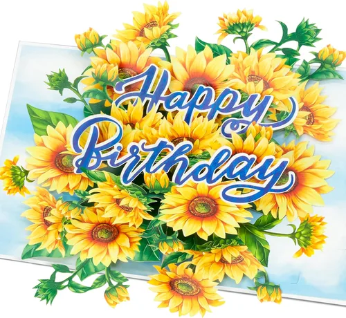 Miniatura 9 de POPWOW Tarjeta desplegable de feliz cumpleaños, flores y mariposas, tarjeta de felicitación 3D floral, regalo para mamá, hermana, mujer, abuela