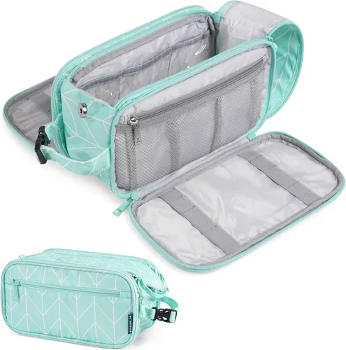Miniatura 15 de PAVILIA Neceser para hombres y mujeres, bolsa de viaje, estuche organizador de artículos de tocador, artículos esenciales de viaje, kit de afeitado