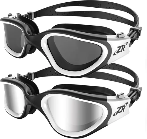 ZIONOR Gafas de natación, 2 paquetes de gafas de natación polarizadas G1 para adultos, hombres y mujeres Polarizado blanco negro y blanco claro