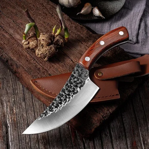 Cuchillo de carnicero para carne, cuchillo de carnicero casero de 5 pulgadas para tallar carne y deshuesar pequeño cuchillo forjado a mano cuchillo