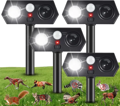 Sonic Racoon Fortress Pro IP65 - Repelente solar ultrasónico de animales, dispositivos repelentes de ciervos para exteriores, alarmas disuasorias de